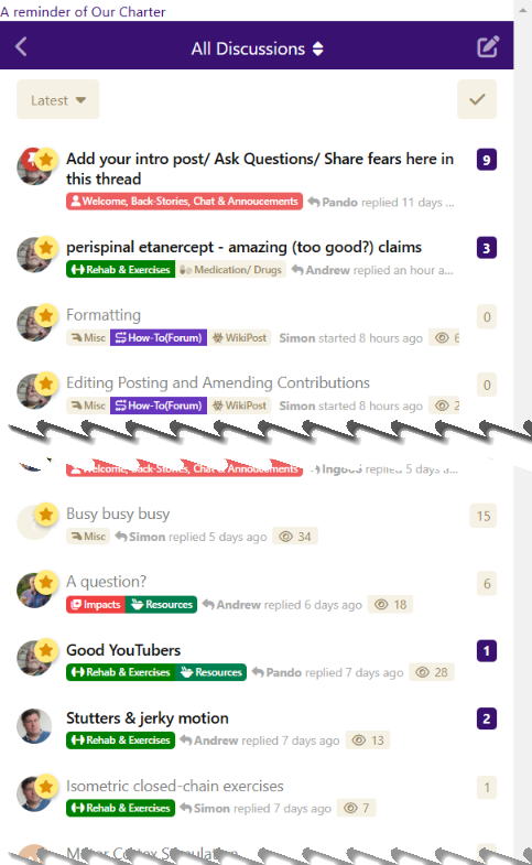 Top Level: Narrow-Screen All Discussions view